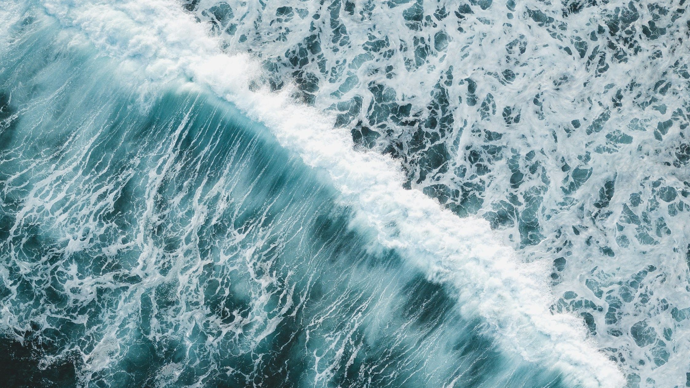 Waves in the sea from a bird's eye view