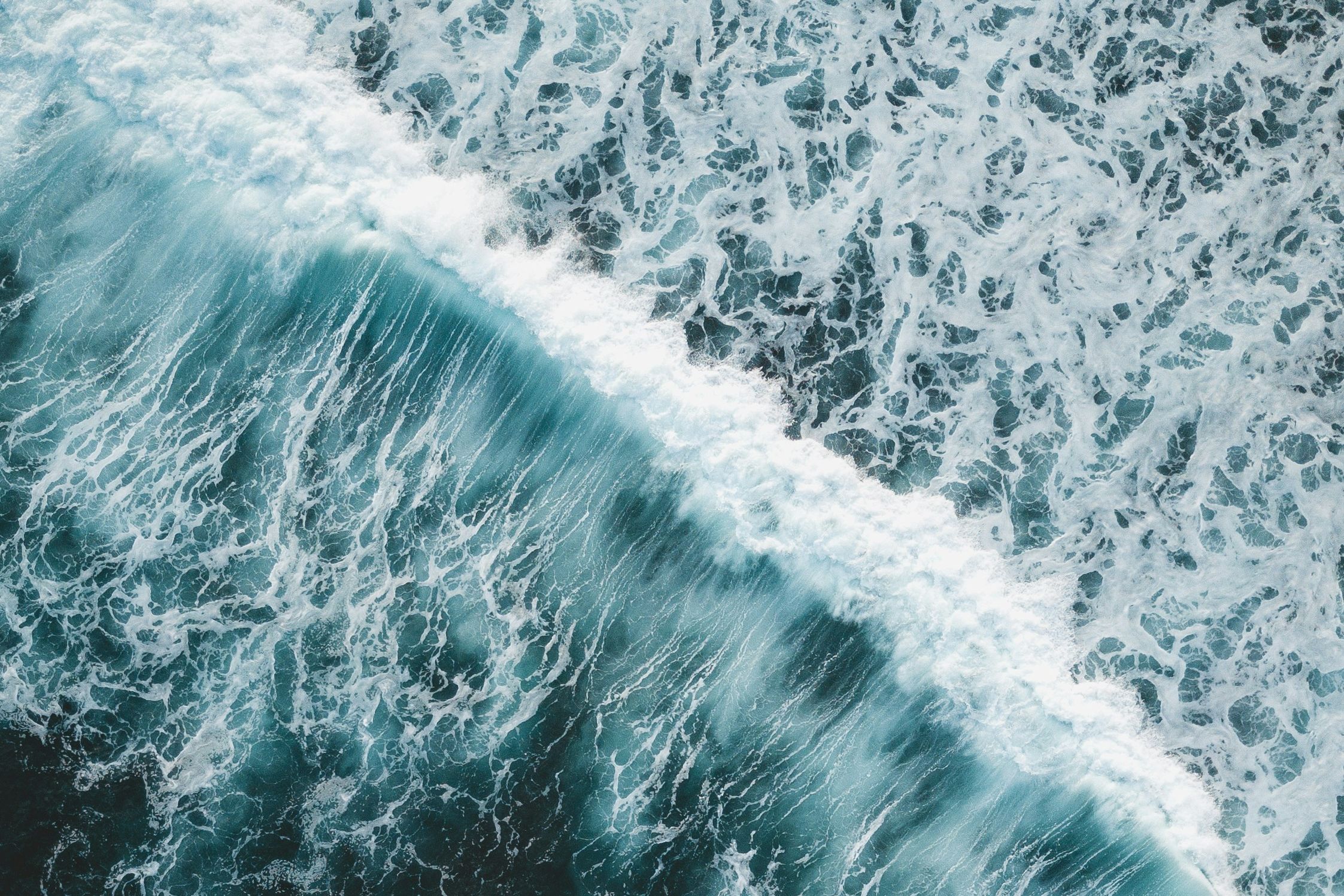 Waves in the sea from a bird's eye view
