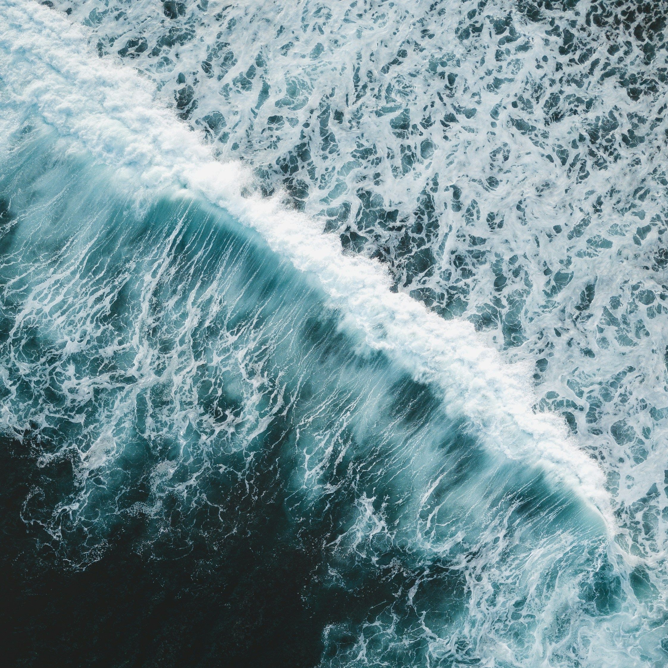 Waves in the sea from a bird's eye view