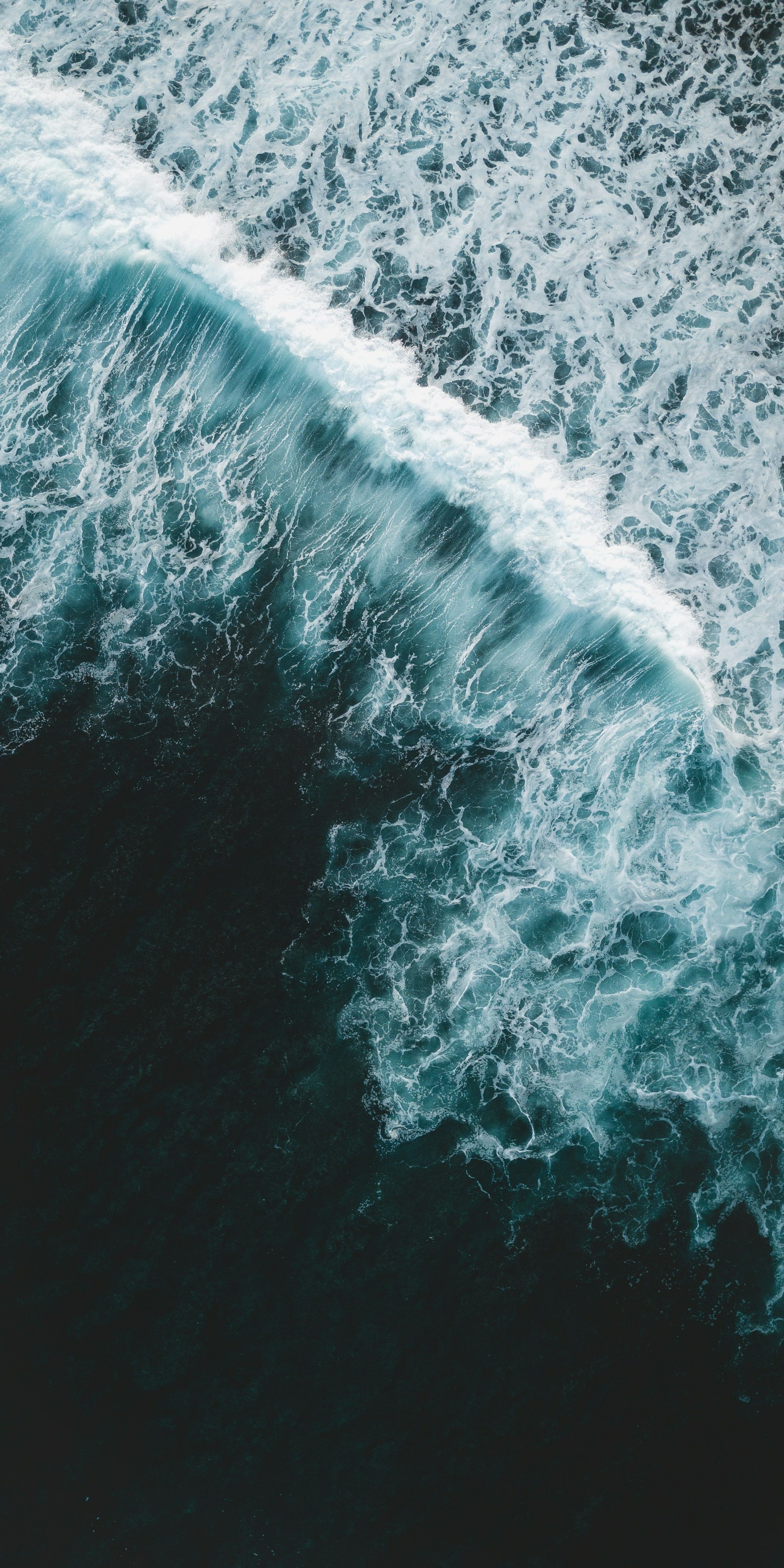Waves in the sea from a bird's eye view
